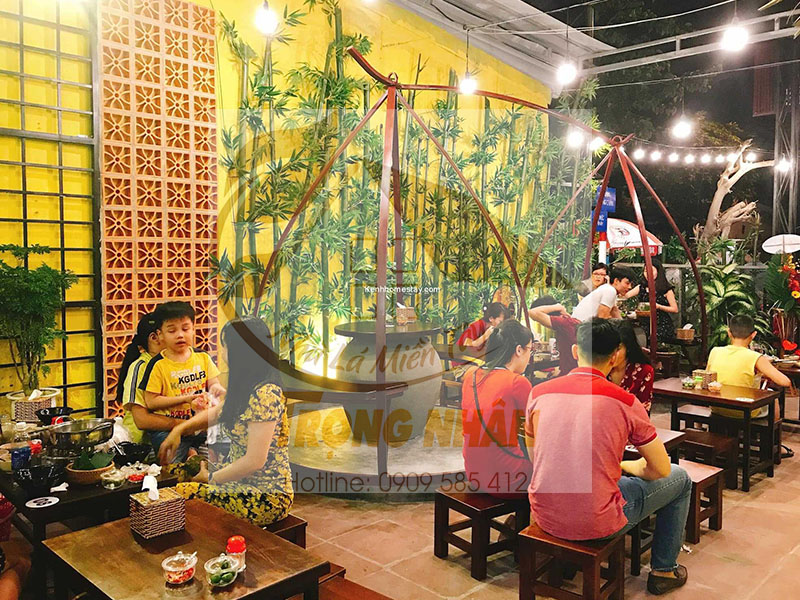 Bố trí sao cho hài hòa với tổng không gian chung của quán